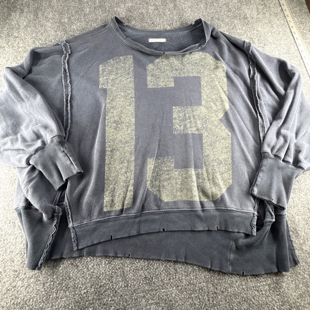 We The Free Free People Oversized 13 Graphic Sweatshirt Charcoal Grey Large